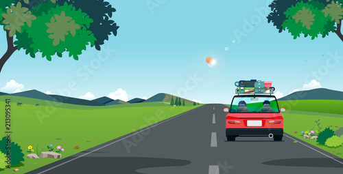 Men and women are driving to travel.