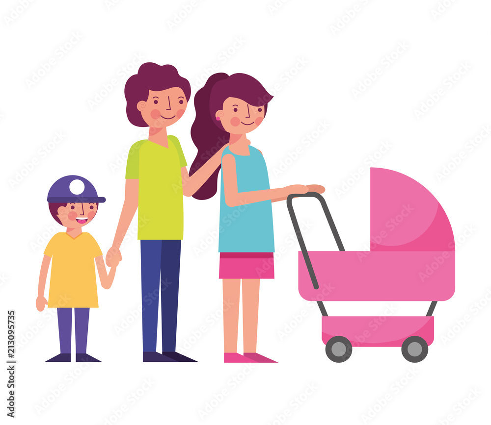 happy family with cart baby avatars characters happy family with cart baby avatars characters