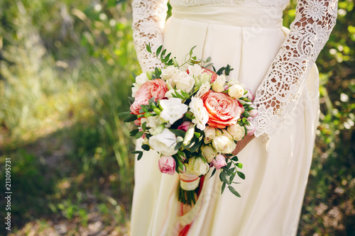 White-orange wedding bouquet