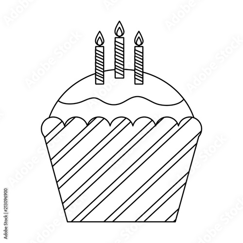 sweet cupcake with candles isolated icon