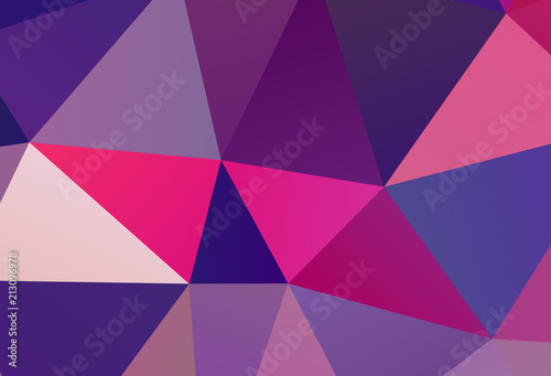 Bright ultraviolet geometric background with triangles of different shapes and scales. Triangulation pattern. 