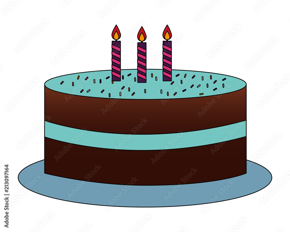 4 year anniversary cake with burning candles Vector Image