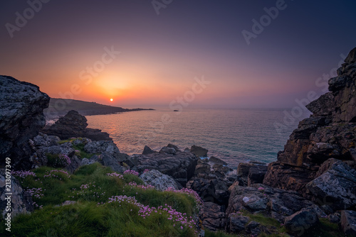 Sunset over the Cornish coast