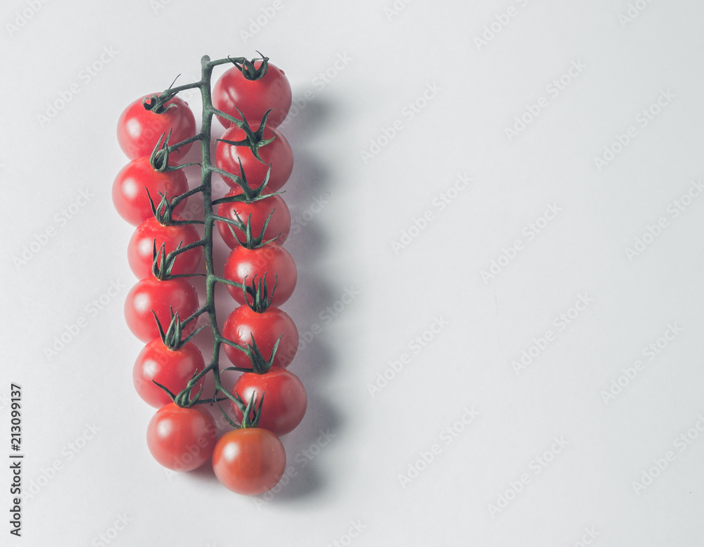 branch of fresh tomatoes cherry on a white background