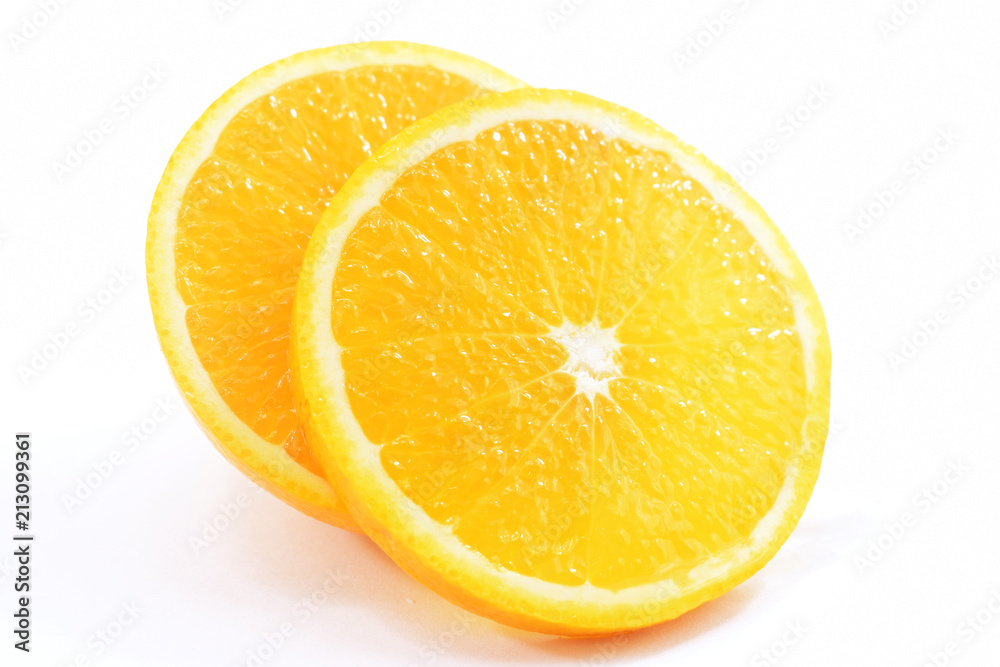 fresh orange slices on a white background fresh orange slices on a white background