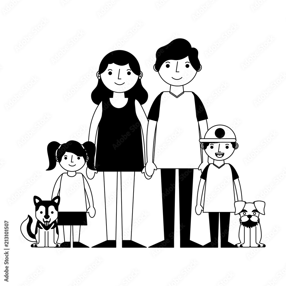 happy family with dogs mascots avatars characters happy family with dogs mascots avatars characters