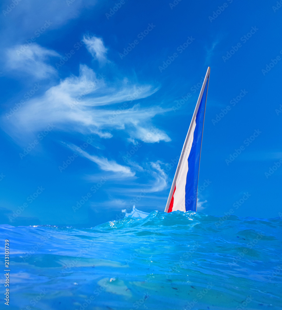Naklejka premium sailing sails boat waves sea weather