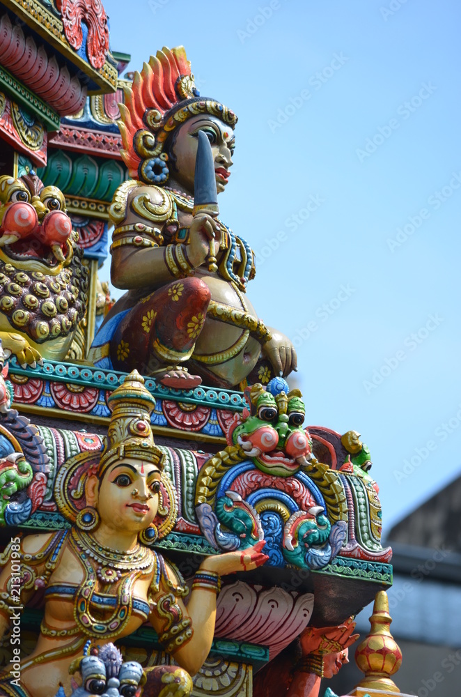 color temple Sri Mariamman thailand bangkok hinduism religion india sculpture gods