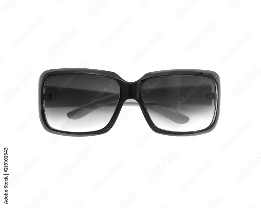 Summer background. Sunglasses isolated on white background. Top view and copy space. Summer background. Sunglasses isolated on white background. Top view and copy space.