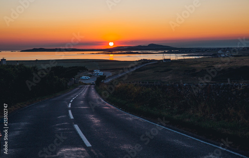 summer sea sunset road side