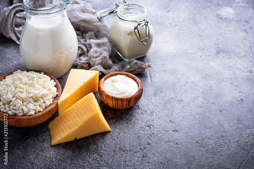 Assortment of various dairy products. photo