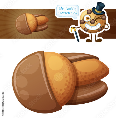 Chocolate dipped cookies. Cartoon vector illustration isolated on white background