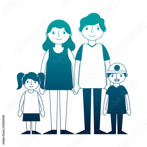 happy family parents with her son and daugther