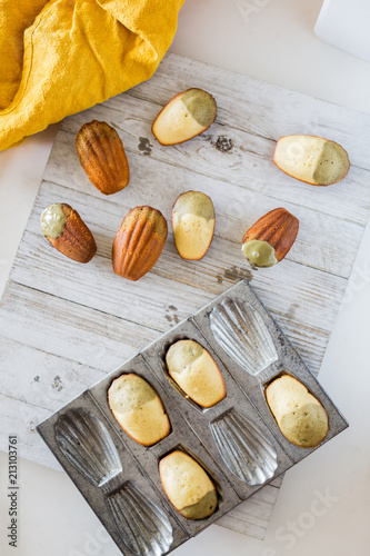 Matcha Dipped Madeleine Cakes