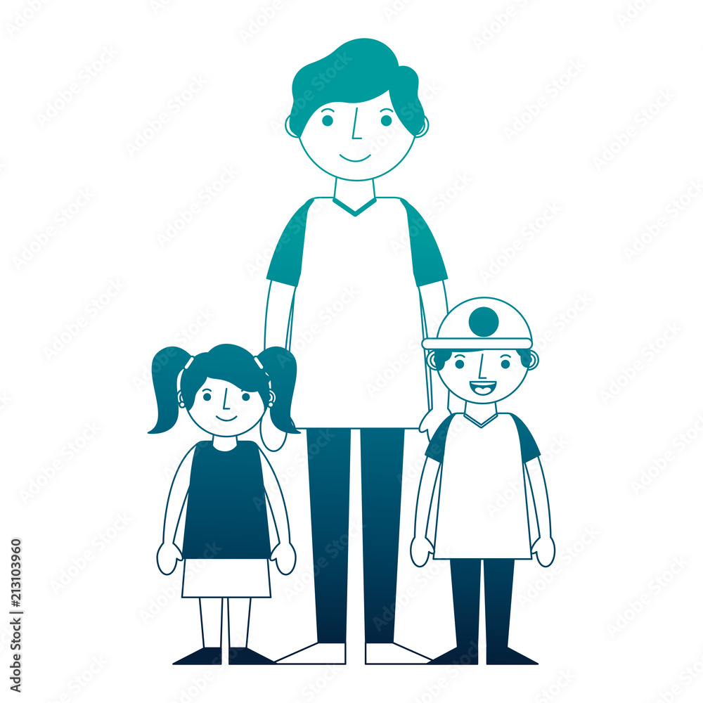 family dad with her son and daughter family dad with her son and daughter