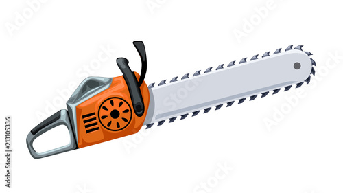 orange chainsaw on white