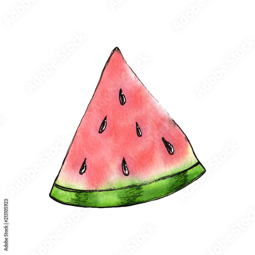 Watercolor watermelon illustration, isolated summer food organic fruit set