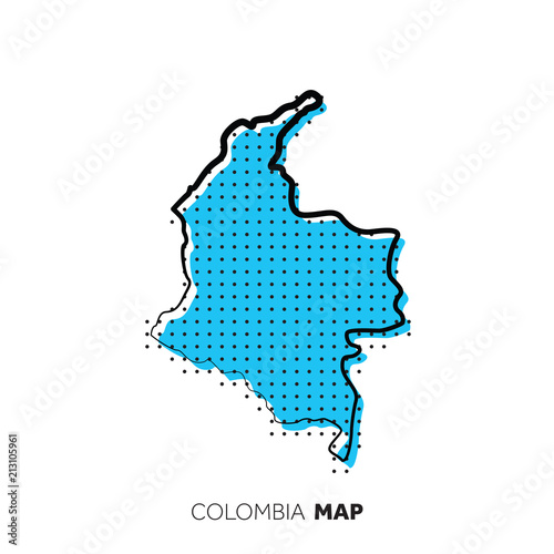 Colombia vector country map. Map outline with dots.