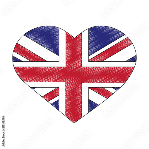 flag of great britain in heart shape icon