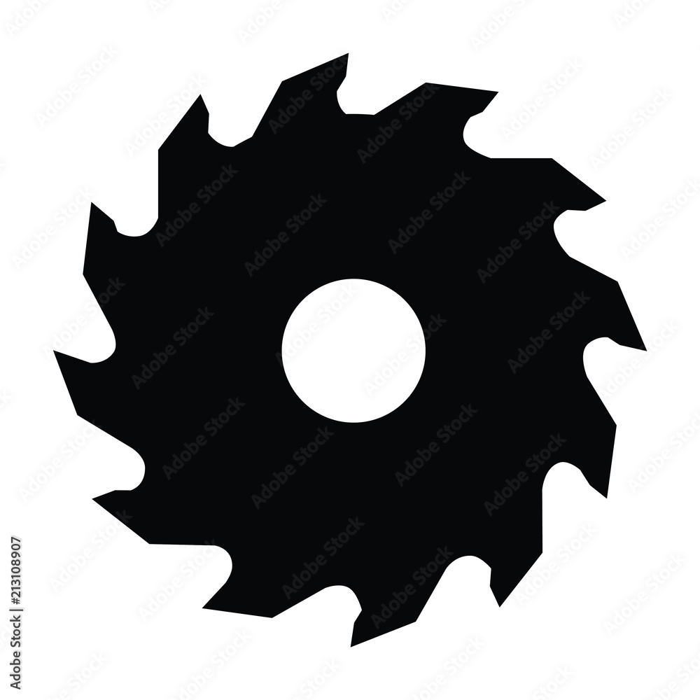A black and white silhouette of a saw blade Stock Vector
