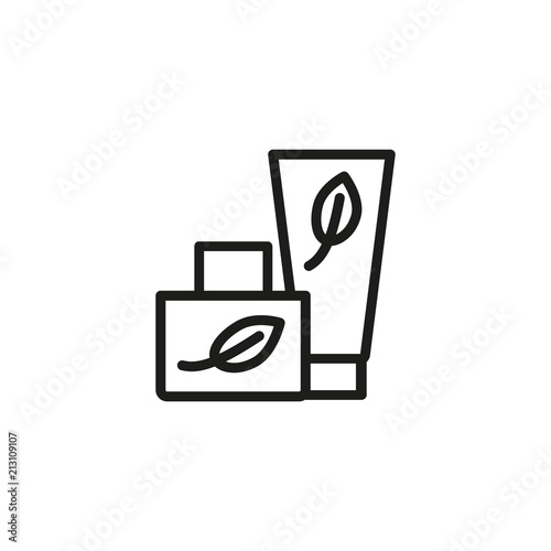 Herbal moisturizer and hand cream line icon. Herbal cosmetic, organic cosmetic, natural products. Spa concept. Can be used for topics like skincare, beauty, healthcare