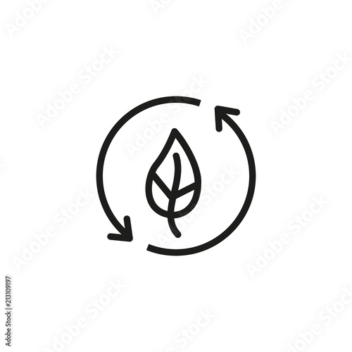 Leaf with recycle symbol line icon. Circle, plant, nature. Ecological recycling concept. Can be used for topics like, environment, ecology, sustainability