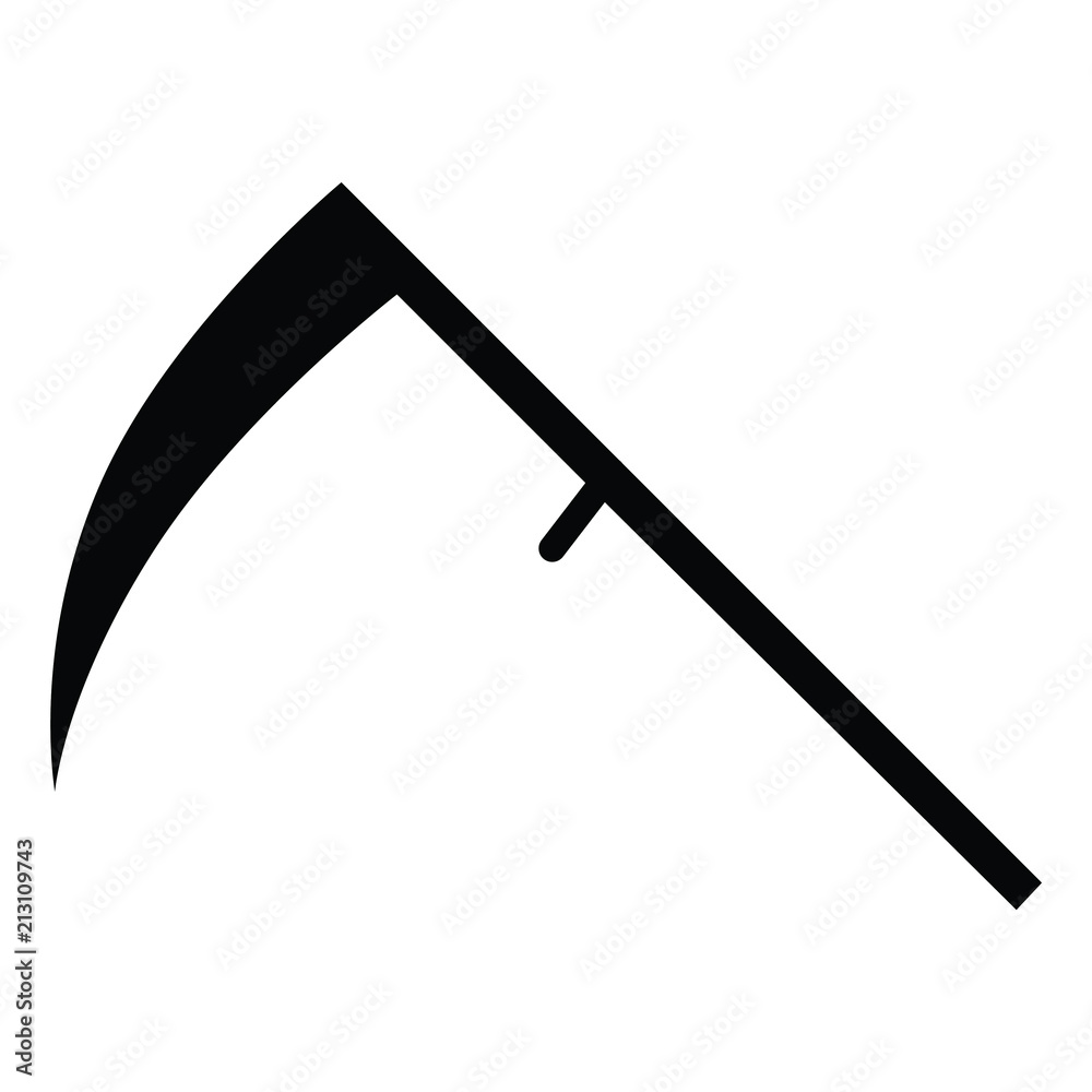 A black and white silhouette of a scythe A black and white silhouette of a scythe