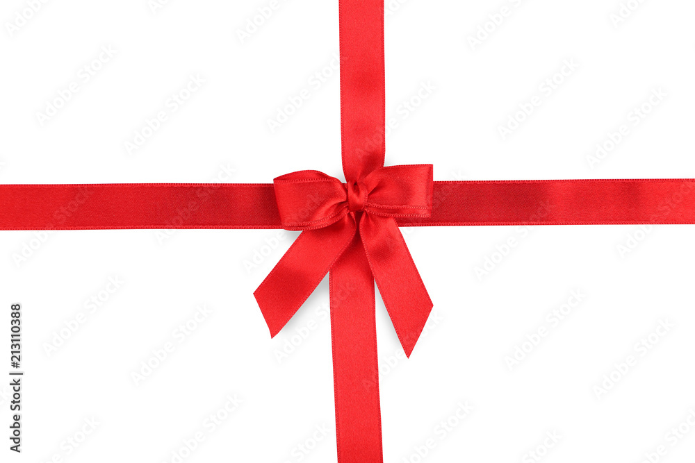Red bow with ribbon isolated on white background Red bow with ribbon isolated on white background