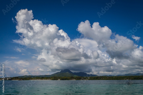 Clouds over mountains on Mauritius island photo