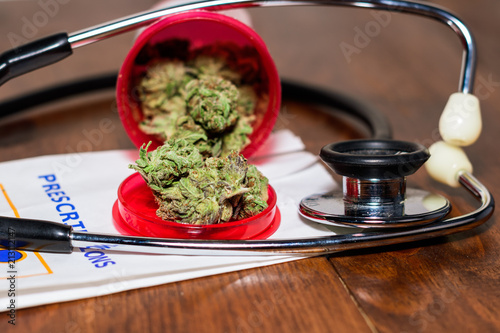 Konstfotografi Stethoscope with medical marijuana prescription
