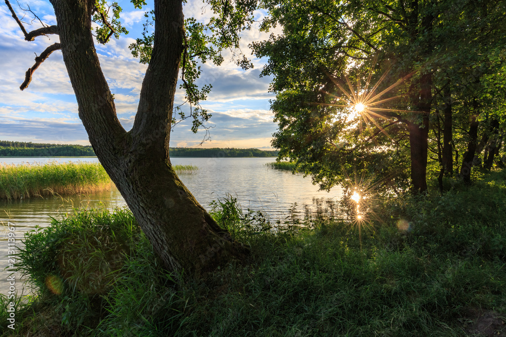 Fototapeta premium Sonnenuntergang in den Masuren, Polen