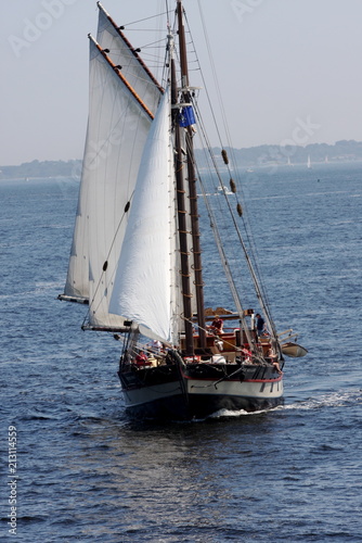 Sail boat front view