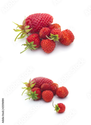 Two stacks Strawberries isolated on white