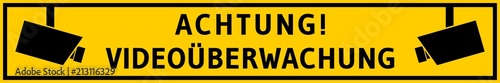 vss62 VideoSurveillanceSign vss - Achtung Videoüberwachung: Hinweis Zeichen Piktogramm - banner 6zu1 - schwarz orange - xxl g6301 photo