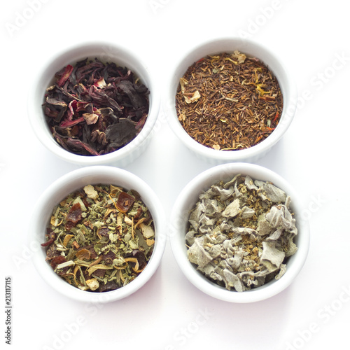 Herbal tea collection. Isolated on white