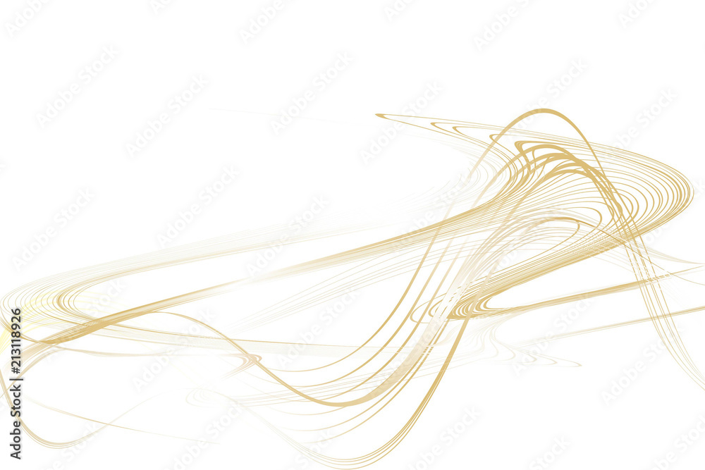 Abstract Structural Curved Background. Beige Lines and Golden Waves.  Raster. 3d Illustration