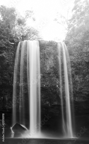 Sunrise On Misol Ha Waterfall Palenque Black and White