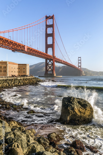Surfers Beneath the Golden Gate - San Francisco, California