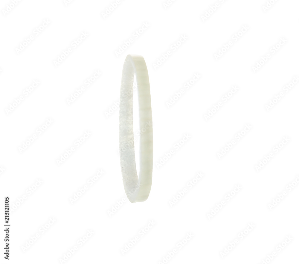 Fresh thin onion ring on white background