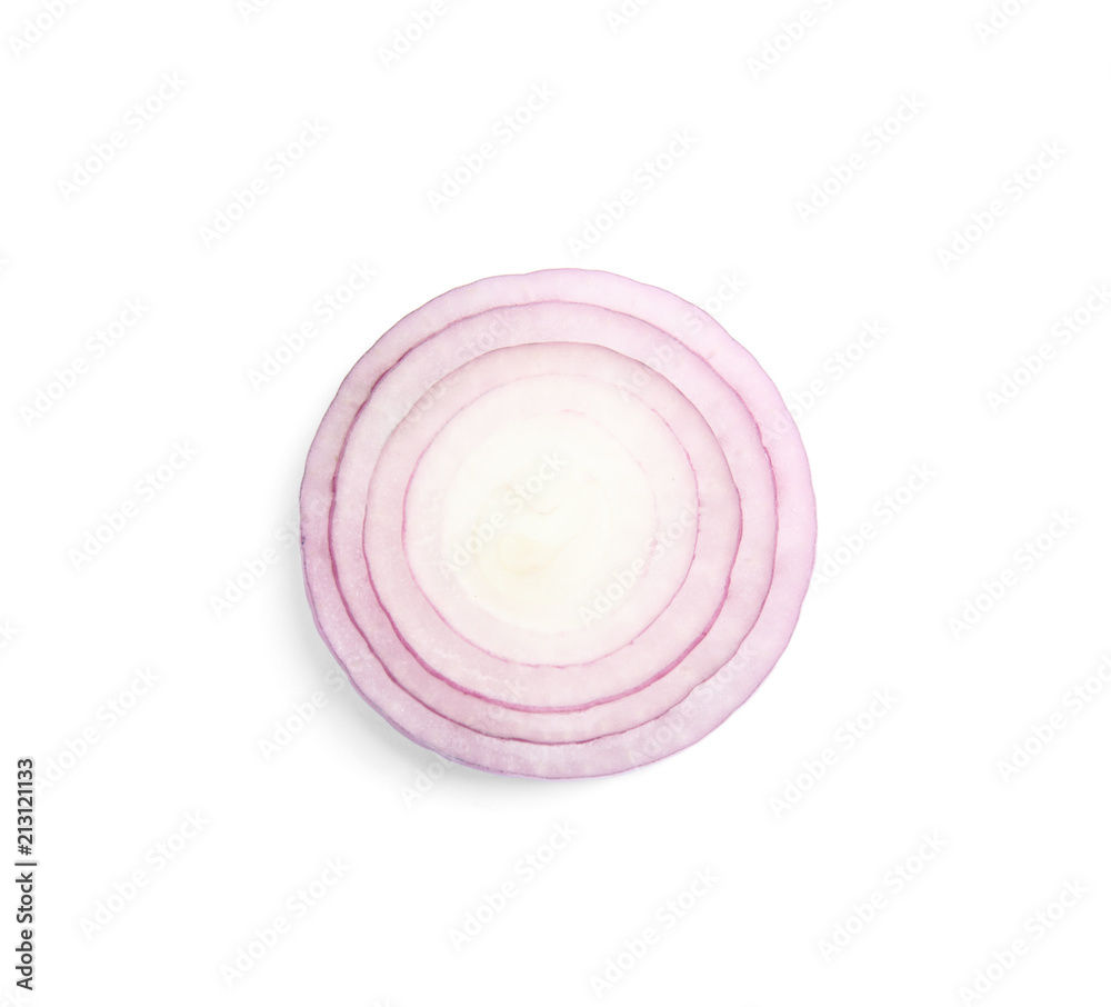 Obraz premium Fresh slice of red onion on white background