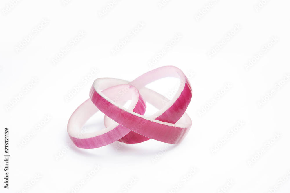 Fresh slices of red onion on white background Fresh slices of red onion on white background