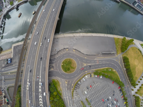 aerial view on street. cars on road from above. top view on highway  © Maciej