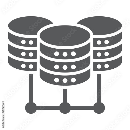 Data Center glyph icon, data and analytics, network hosting sign, vector graphics, a solid pattern on a white background, eps 10.