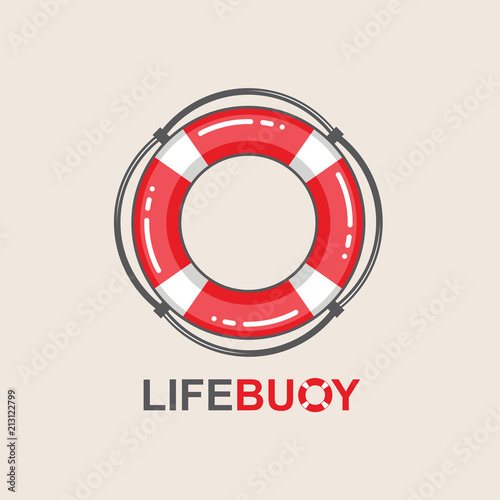 red lifebuoy design element with sea waves