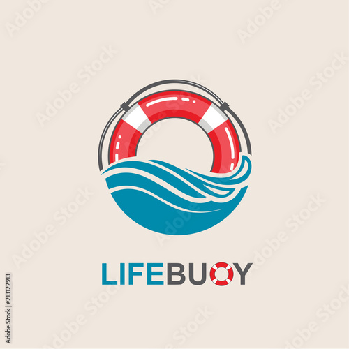 red lifebuoy design element with sea waves
