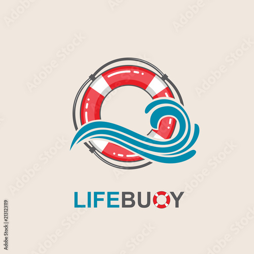 red lifebuoy design element with sea waves