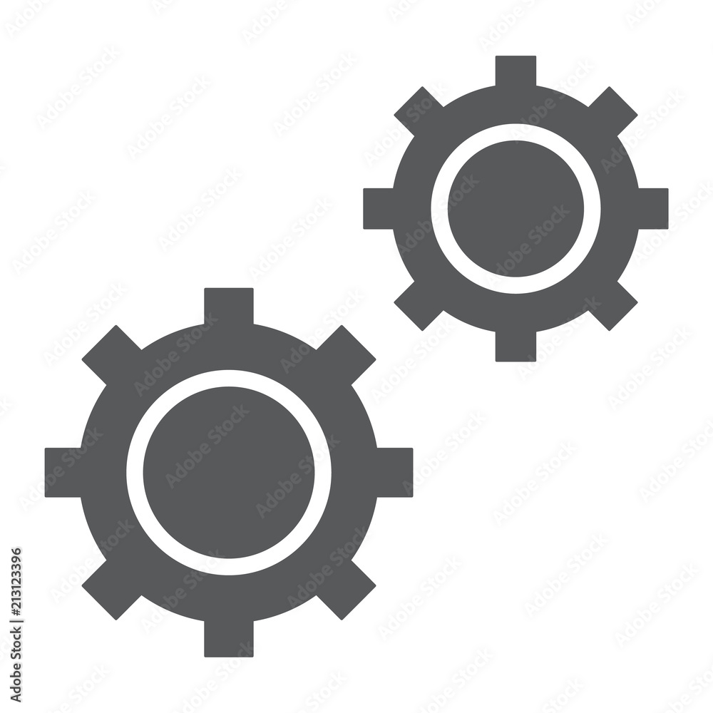 Configuration glyph icon, data and analytics, cog wheel sign, vector graphics, a solid pattern on a white background, eps 10. Configuration glyph icon, data and analytics, cog wheel sign, vector graphics, a solid pattern on a white background, eps 10.