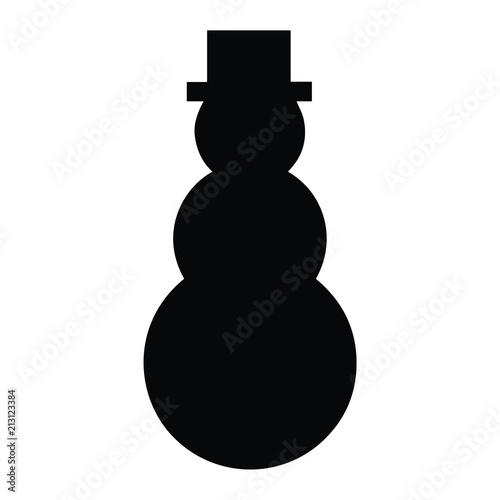 A black and white silhouette of a snowman in a top hat
