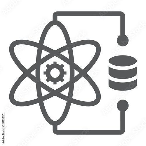 Data science glyph icon, data and analytics, atom sign, vector graphics, a solid pattern on a white background, eps 10.