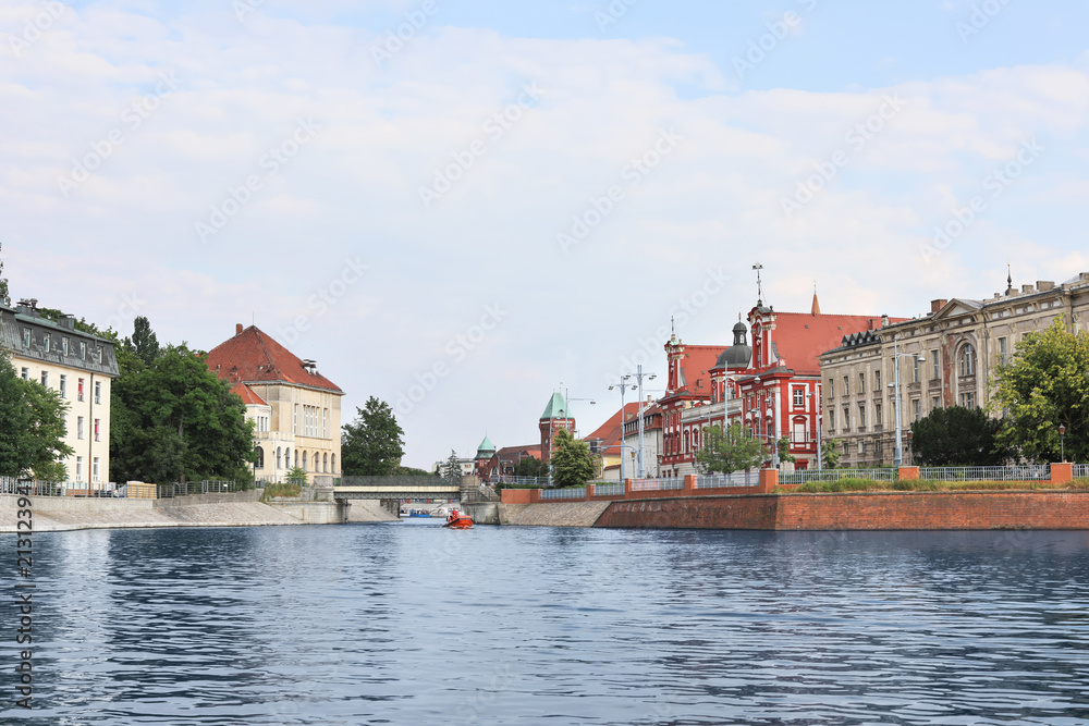 Beautiful view of city with bridge over river Beautiful view of city with bridge over river